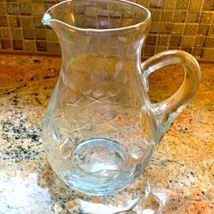 PEAR shaped PITCHER- CRYSTAL pitcher 
Hand-blown and flower etched.